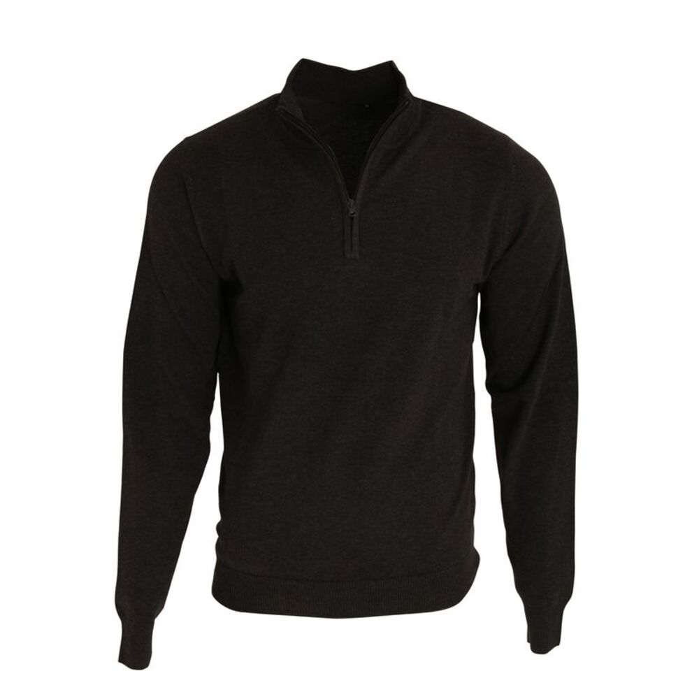 Premier Mens 1/4 Zip Neck Knitted Sweater / Black